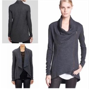 Helmut Lang Sonar Gray Wool Shawl Collar Asymmertical Zip Up Jacket